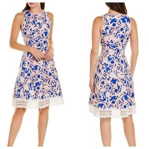 Donna Morgan Nordstrom Women's Size 8 Stretch Cotton Fit and Flare Dress Pockets